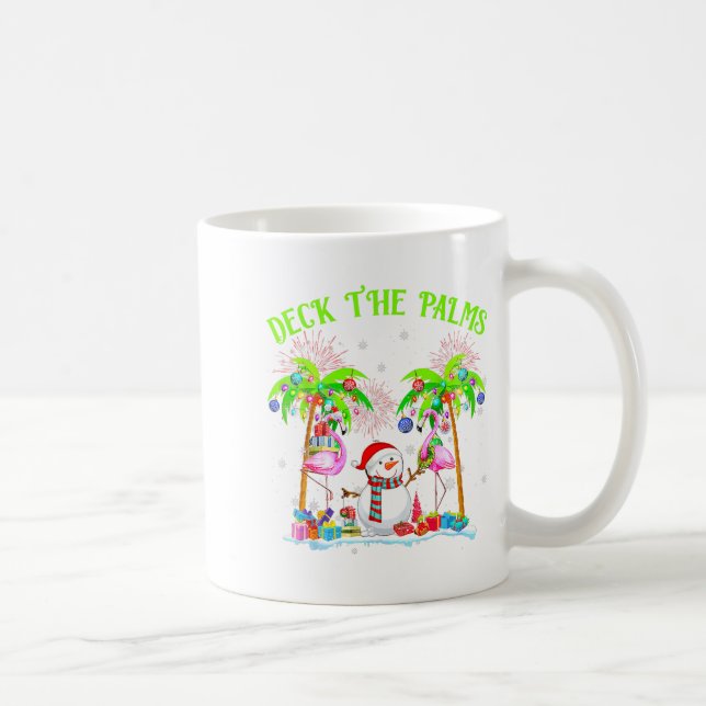 Caneca De Café Deck The Palms Flamingo Trocal Christmas Lights Pa (Direita)