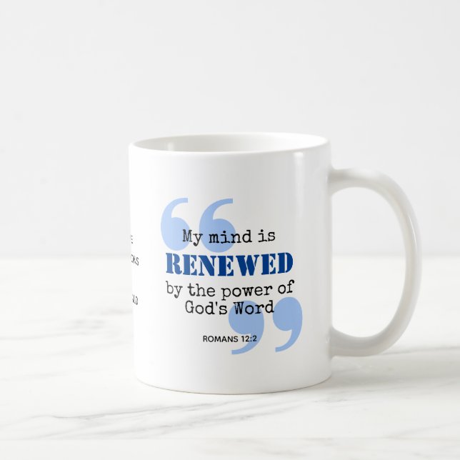 Caneca De Café Declaração Cristã MENTE RENOVADA (Direita)