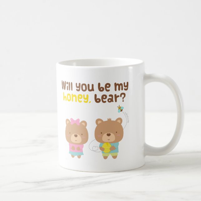 Caneca De Café Declaração de Amor com Piada Fofa Seja Meu Ursinho (Direita)