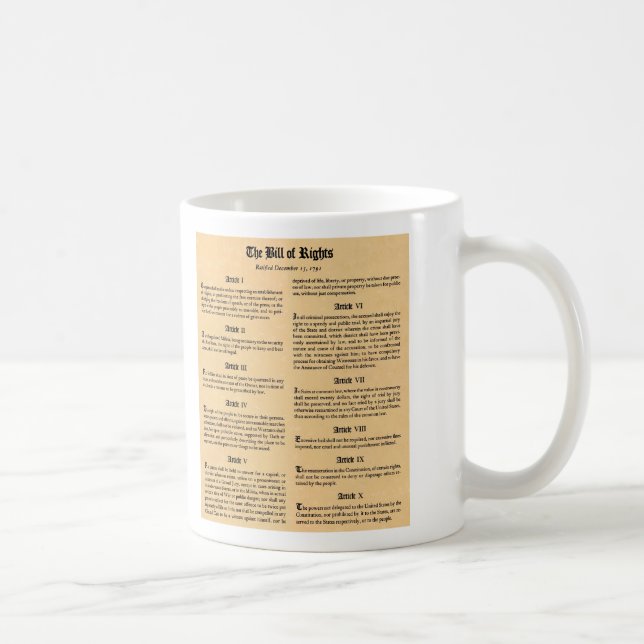Caneca De Café Declaração de Direitos dos Estados Unidos (Direita)