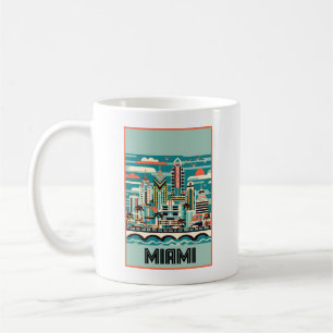 Caneca De Café Deco de Arte de Miami Florida