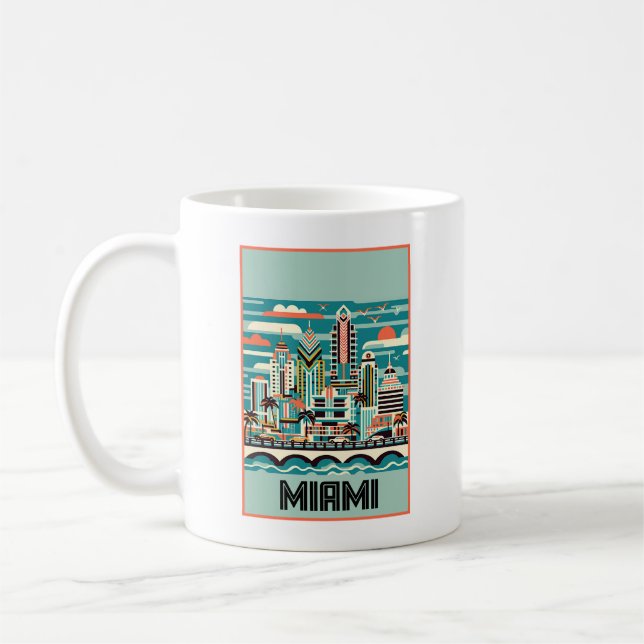 Caneca De Café Deco de Arte de Miami Florida (Esquerda)