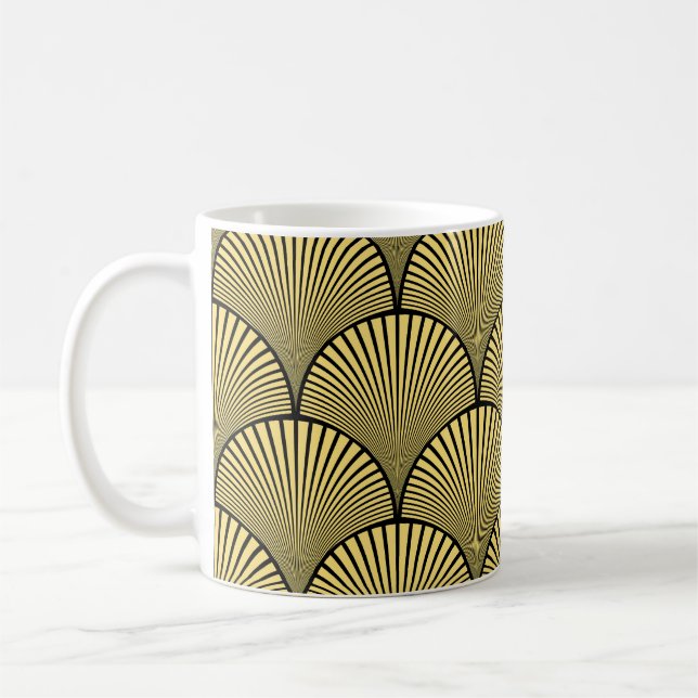 Caneca De Café Deco de Arte Japonês: Black Dourado Design (Esquerda)