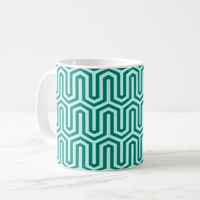 Caneca De Café Deco Motif egípcio - turquesa e aqua (Frente Esquerda)