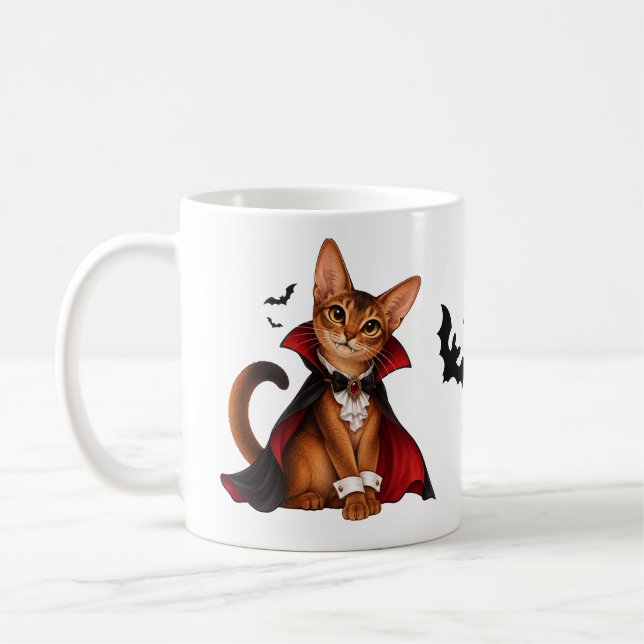 Caneca De Café Decor Cute Abyssinian Cat Vampire Dracula (Esquerda)