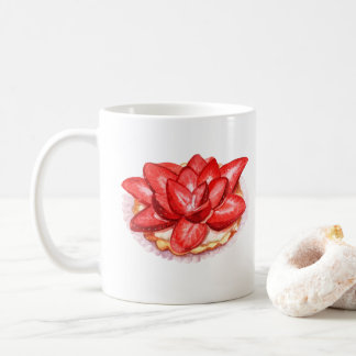 Caneca De Café Decoração aquosa pintada de bolo de morango.