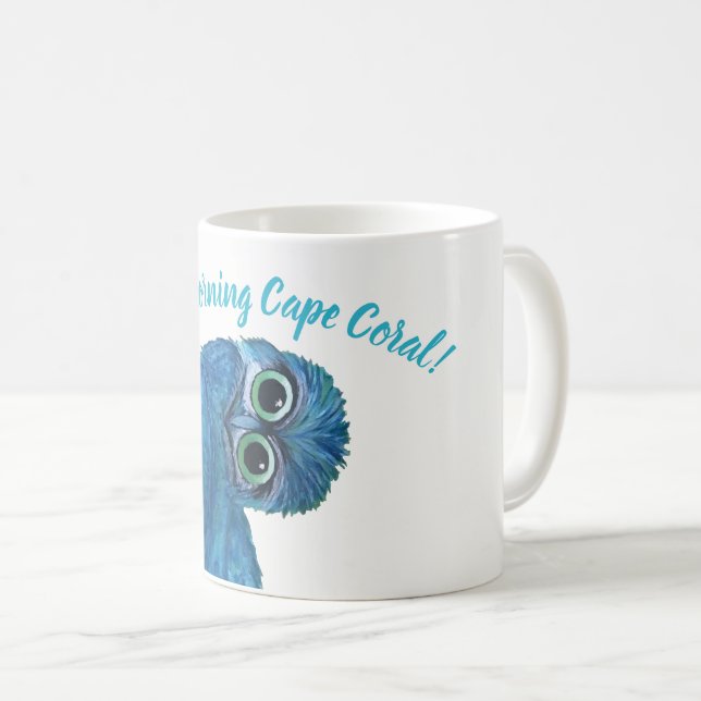 Caneca De Café Decoração Burrowing azul e verde da coruja (Frente Esquerda)