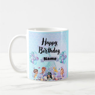 Caneca De Café Decoração da Sereia Whimsical - Azul e Roxo
