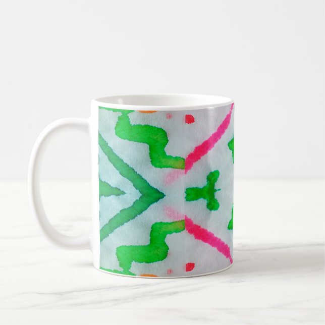 Caneca De Café Decoração de Aquarelle Boho. Travesseiro Azul Boho (Esquerda)