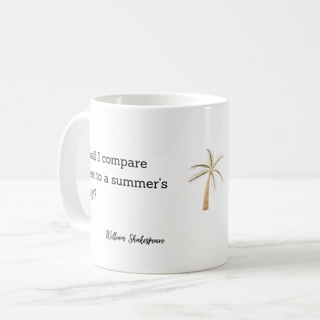 Caneca De Café Decoração de Citação de Verão de Shakespeare para  (Frente Esquerda)