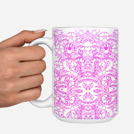 Caneca De Café decoração de Gradação Floral Cor-de-Rosa Branca