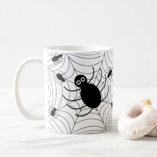 Caneca De Café Decoração de Halloween de Teia de Aranha Preta