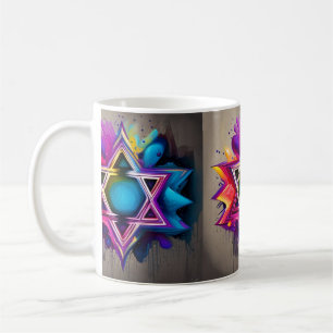 Caneca De Café Decoração de multicores com Abstrato de estrela ju