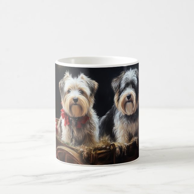 Caneca De Café Decoração de Natal Biewer Terrier Snowy Sleigh (Centro)