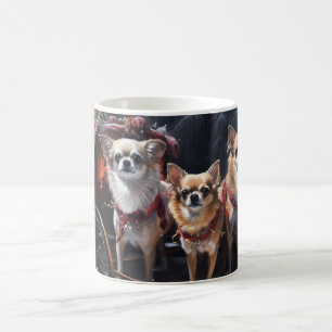 Caneca De Café Decoração de Natal com Trenó Nevado de Chihuahua
