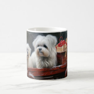 Caneca De Café Decoração de Natal de Trenó de Neve Maltesa