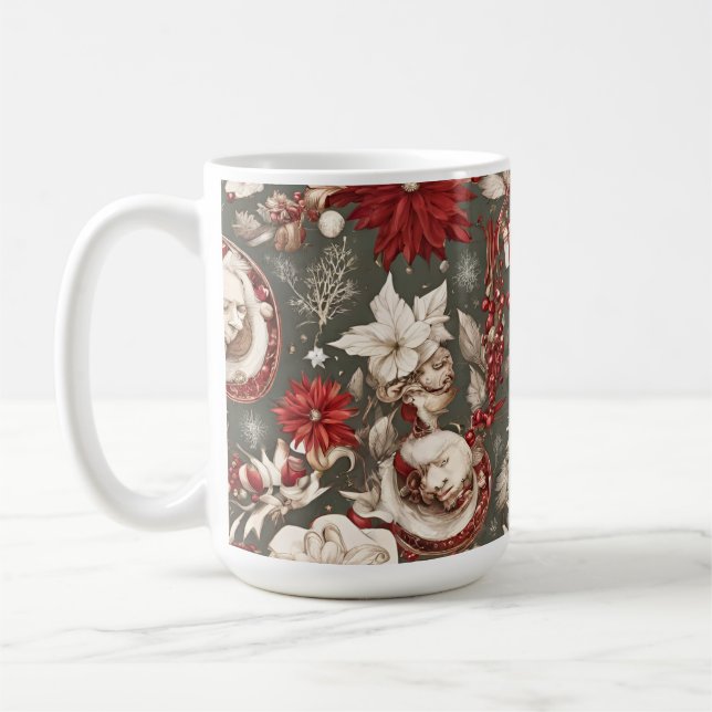Caneca De Café decoração de natal, flores (Esquerda)