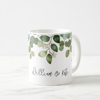 Caneca De Café Decoração de Noivado Nomes de Recém-Casados Modern