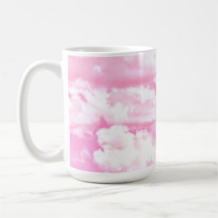 Caneca De Café Decoração de Nuvens Felizes Rosa Fúcsia