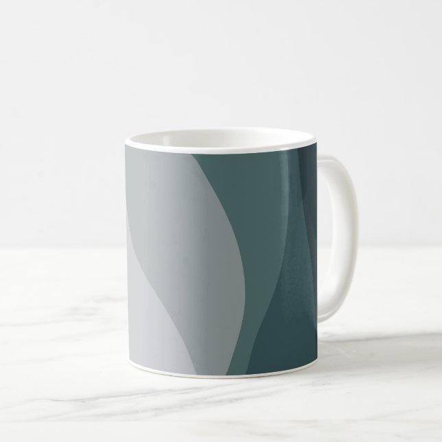 Caneca De Café decoração de ondas retro roxas e turquesas (Frente Esquerda)