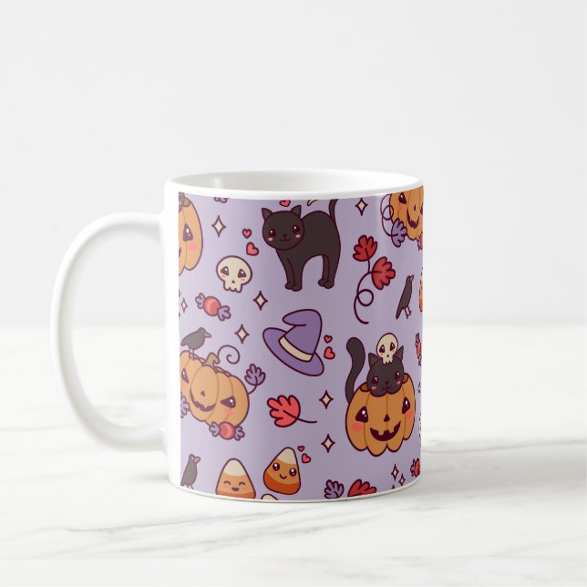 Caneca De Café decoração de padrão de Halloween (Esquerda)