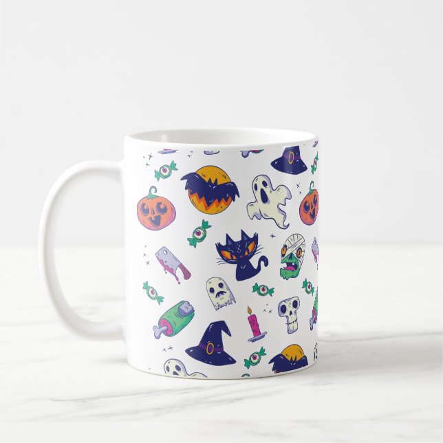 Caneca De Café decoração de padrões de Halloween (Esquerda)