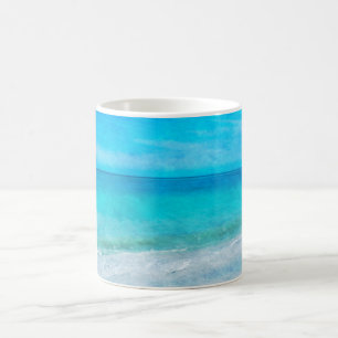 Caneca De Café Decoração de praia costeira em azul-azul-azul-tu