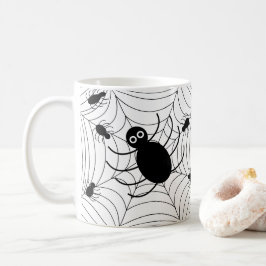 Caneca De Café Decoração do Dia das Bruxas na Web Black Spider