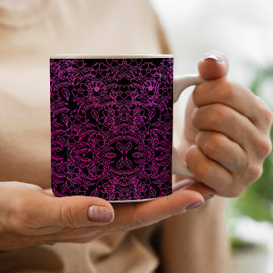 Caneca De Café Decoração do Gradiente Floral Cor-de-Rosa Preta