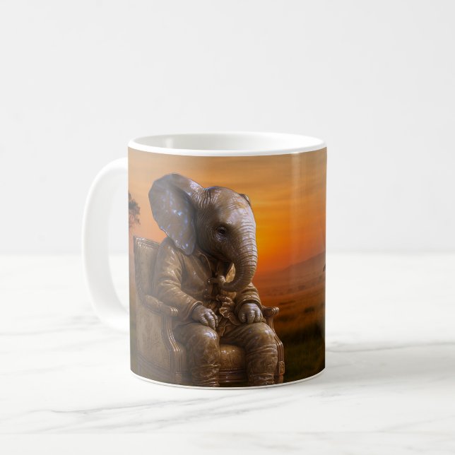Caneca De Café Decoração Excêntrica de Elefante para Casa (Frente Esquerda)
