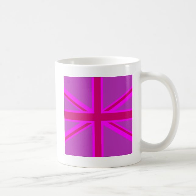 Caneca De Café Decoração fúcsia de Union Jack do rosa quente (Direita)