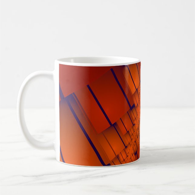 Caneca De Café decoração geométrica abstrato vermelha (Esquerda)