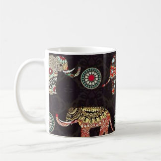 Caneca De Café Decorative Elephant Pattern Mug