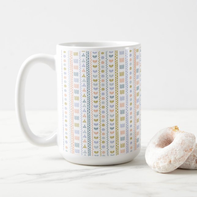 Caneca De Café Decorativo do Padrão Folclórico escandinavo (Com Donut)