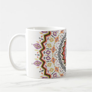 Caneca De Café Decorativo Étnico: Ornamento Nativo Vintage