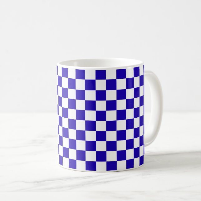 Caneca De Café Deep blue checkered  (Frente Esquerda)