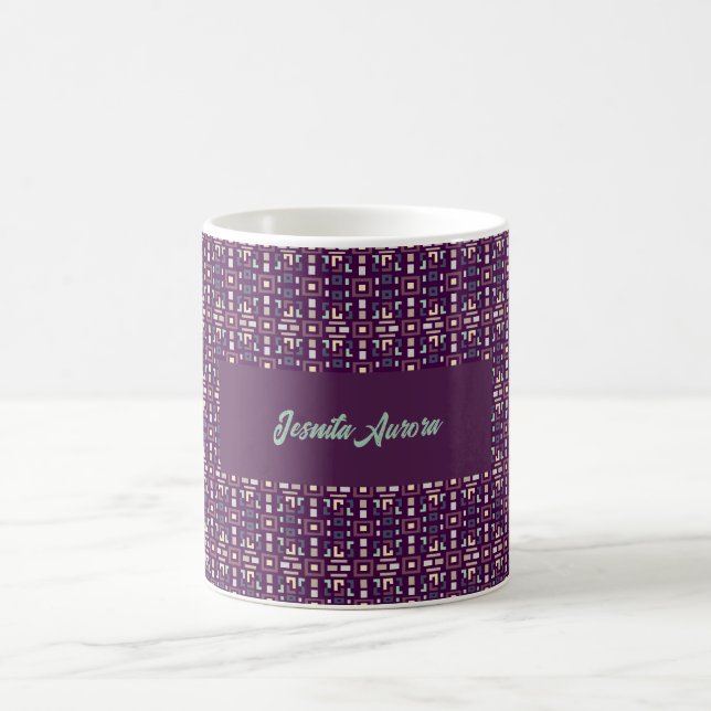 Caneca De Café Deep Purple e Terroso Abstrato Geométrico (Centro)