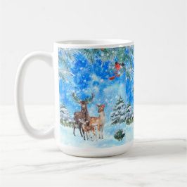 Caneca De Café Deer E Robin Winter Wonderland