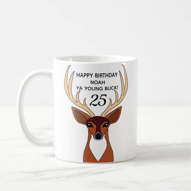 Caneca De Café Deer Hunter Funny Young Buck Personalizado Anivers (Esquerda)
