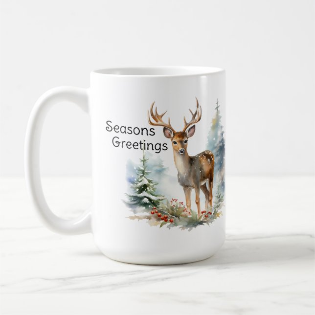 Caneca De Café Deer In Forrest, Holiday Vignette Mug (Esquerda)