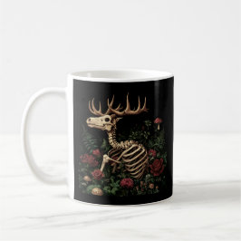 Caneca De Café Deer Skeleton Mystical Gothic Floral