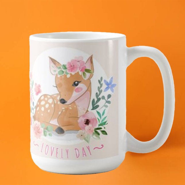 Caneca De Café Deers Lovely Day Outdoor Entre Belas Flores (Criador carregado)