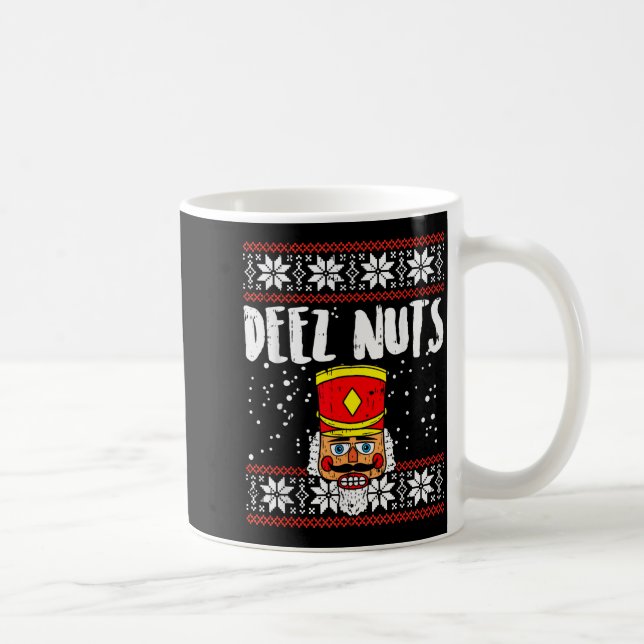 Caneca De Café Deez Nuts Quebra-Nozes Camisola Engraçada de Natal (Direita)