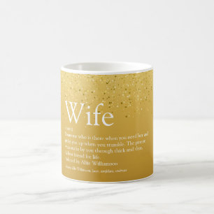 Caneca De Café Definição da Melhor Esposa do Mundo Dourado Brilho