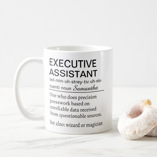Caneca De Café Definição de Assistente Executivo Personalizado Di (Com Donut)