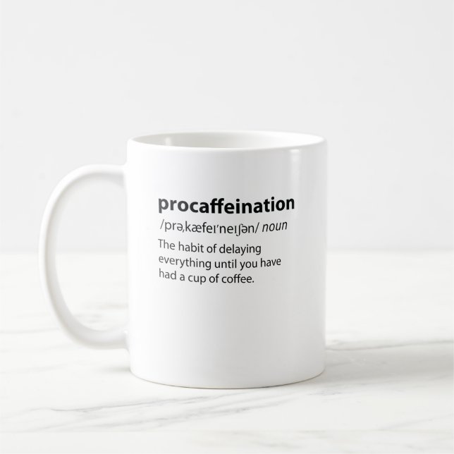Caneca De Café Definição de Dicionário Engraçado de Procafeinação (Esquerda)