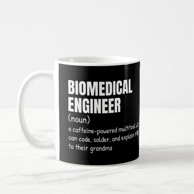 Caneca De Café Definição de Engenheiro Biomédico Engraçado (Esquerda)