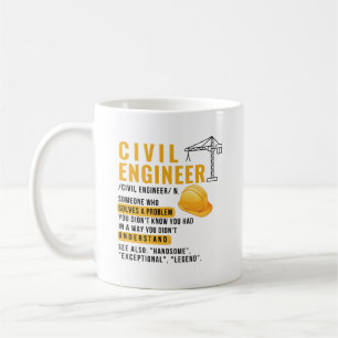 Caneca De Café Definição de Engenheiro Civil Personalizada Divert
