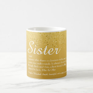 Caneca De Café Definição de Irmã Glam Girly Brilhante Dourada Div