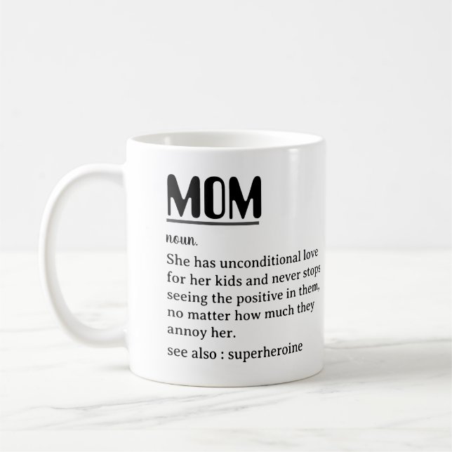 Caneca De Café Definição De Mãe Personalizada Para Dia de as mães (Esquerda)